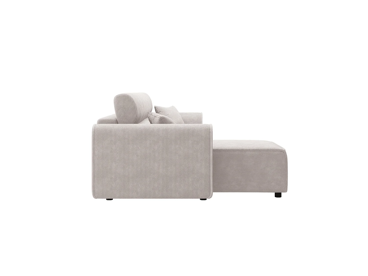 Ecksofa mit Schlaffunktion, Cord, wahlweise links oder rechts – ILIA L Hell Graubeige