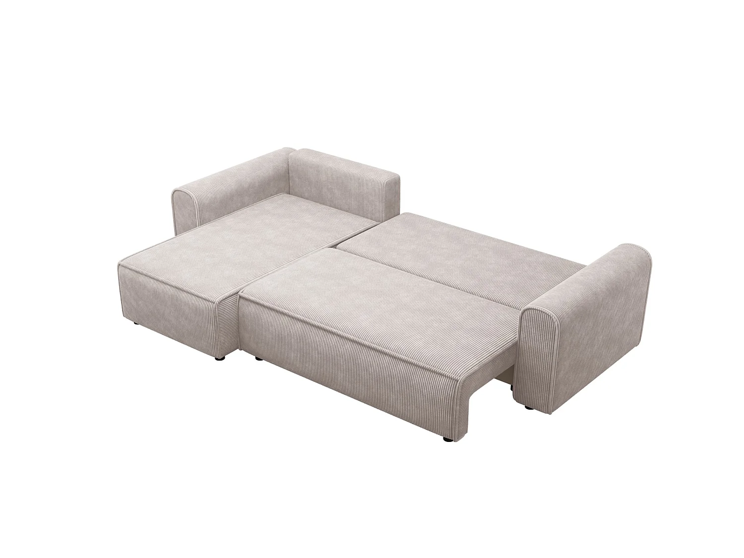 Ecksofa mit Schlaffunktion, Cord, wahlweise links oder rechts – ILIA L Hell Graubeige