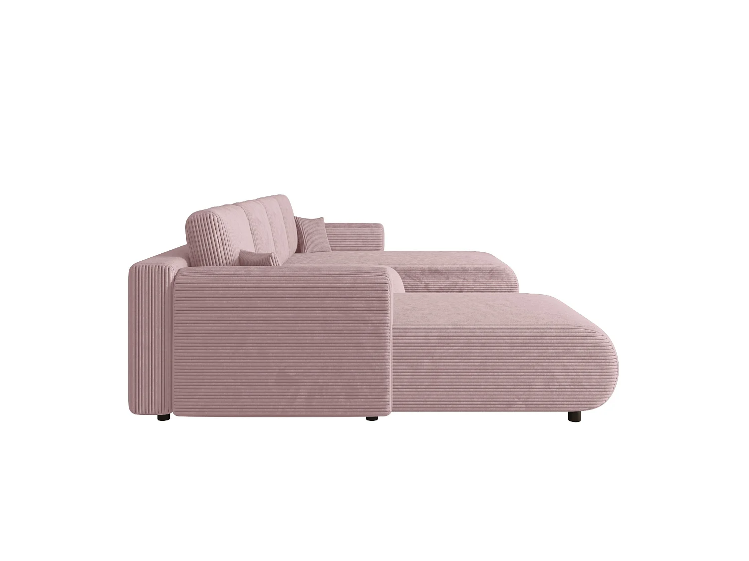 U-soffa med bäddfunktion och förvaring, manchester, vändbar – ELLY U Rosa beige