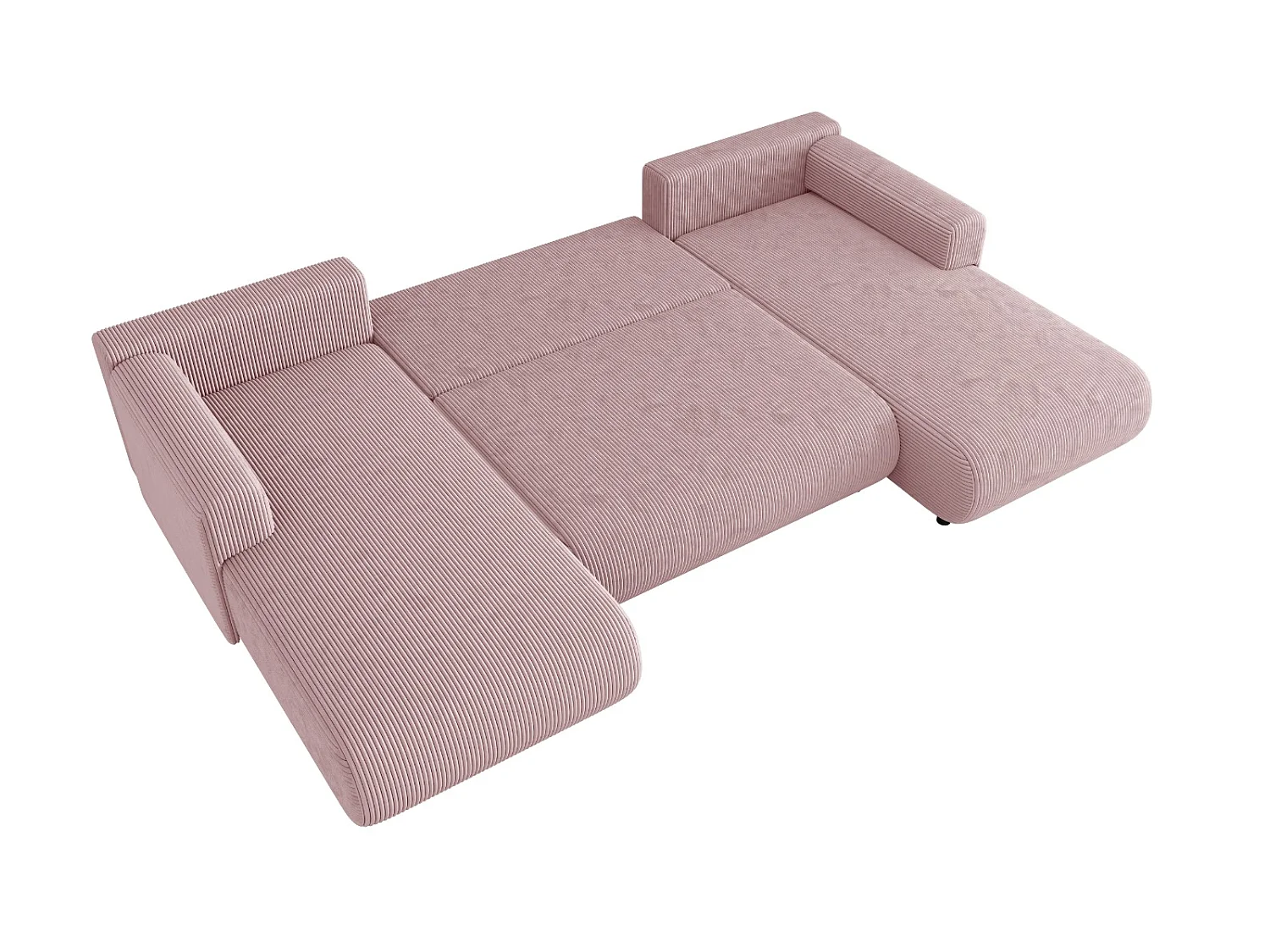 U-soffa med bäddfunktion och förvaring, manchester, vändbar – ELLY U Rosa beige