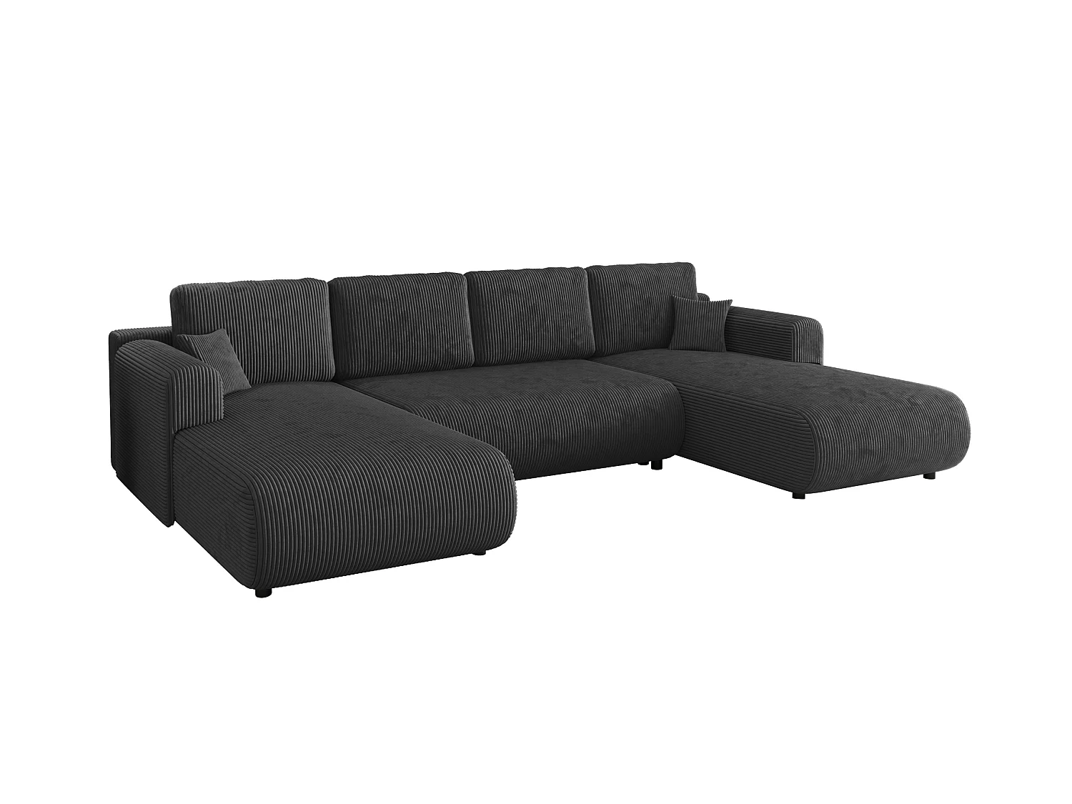 U-soffa med bäddfunktion och förvaring, manchester, vändbar – ELLY U Mörk grafit