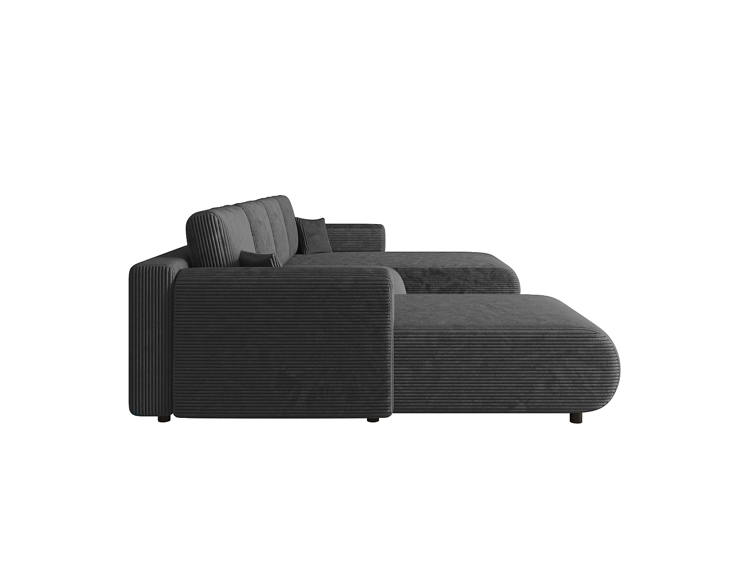 U-soffa med bäddfunktion och förvaring, manchester, vändbar – ELLY U Mörk grafit