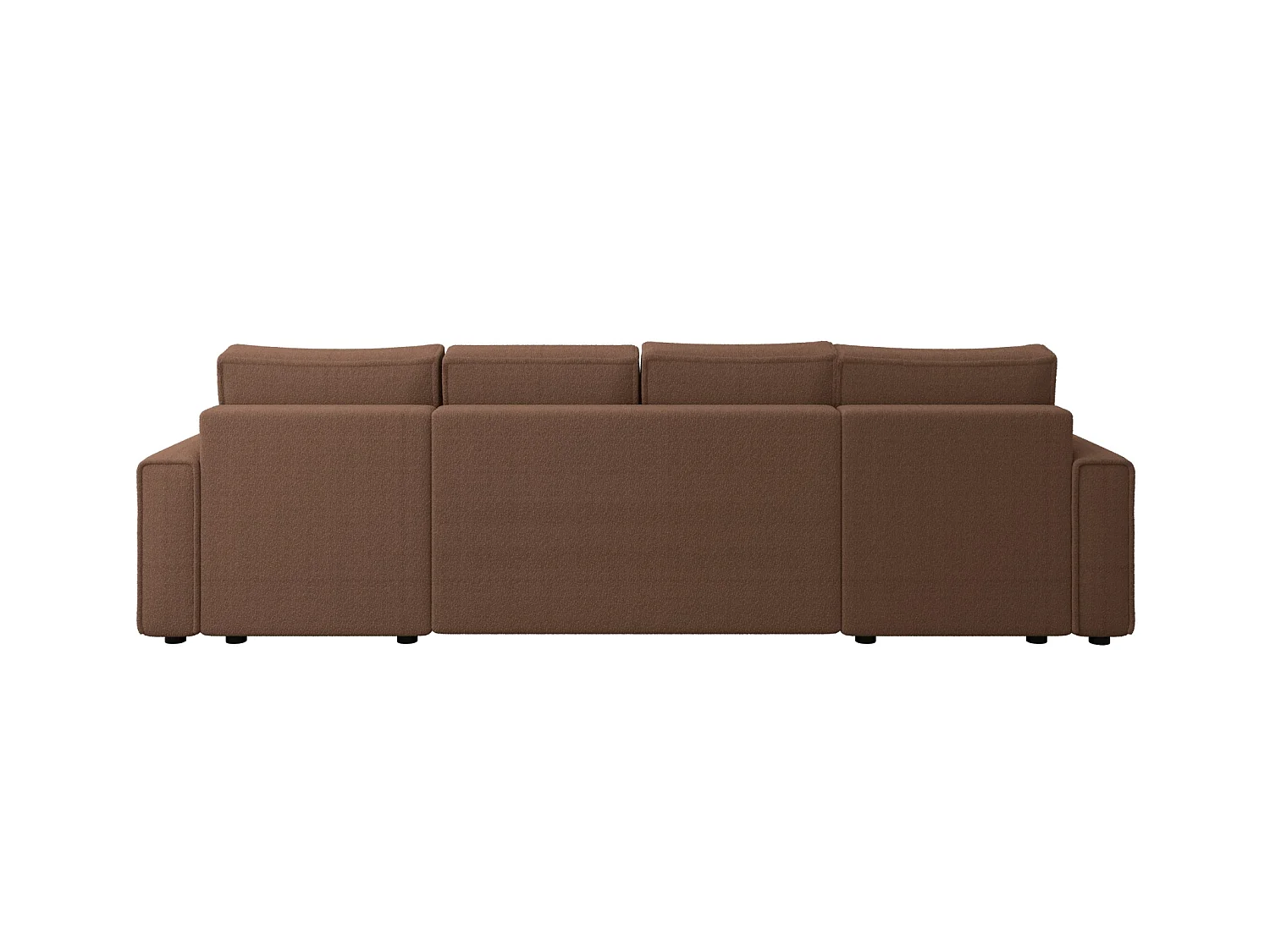 Wohnlandschaft U-Form mit Schlaffunktion, Bouclé – RIMI U Rotbraun