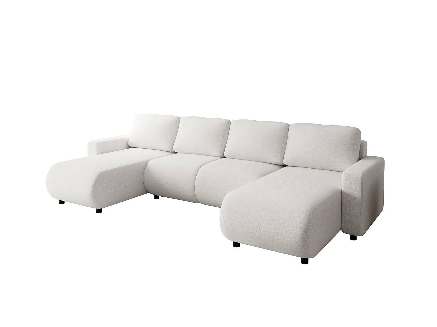 Canapé en U convertible avec coffre – LUMI U Blanc nacré