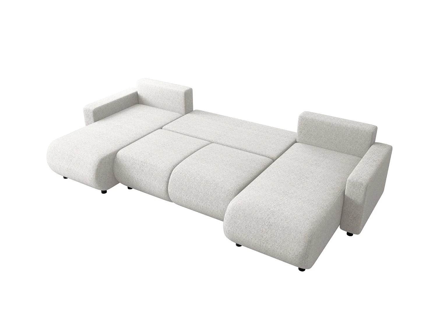 Canapé en U convertible avec coffre – LUMI U Blanc nacré