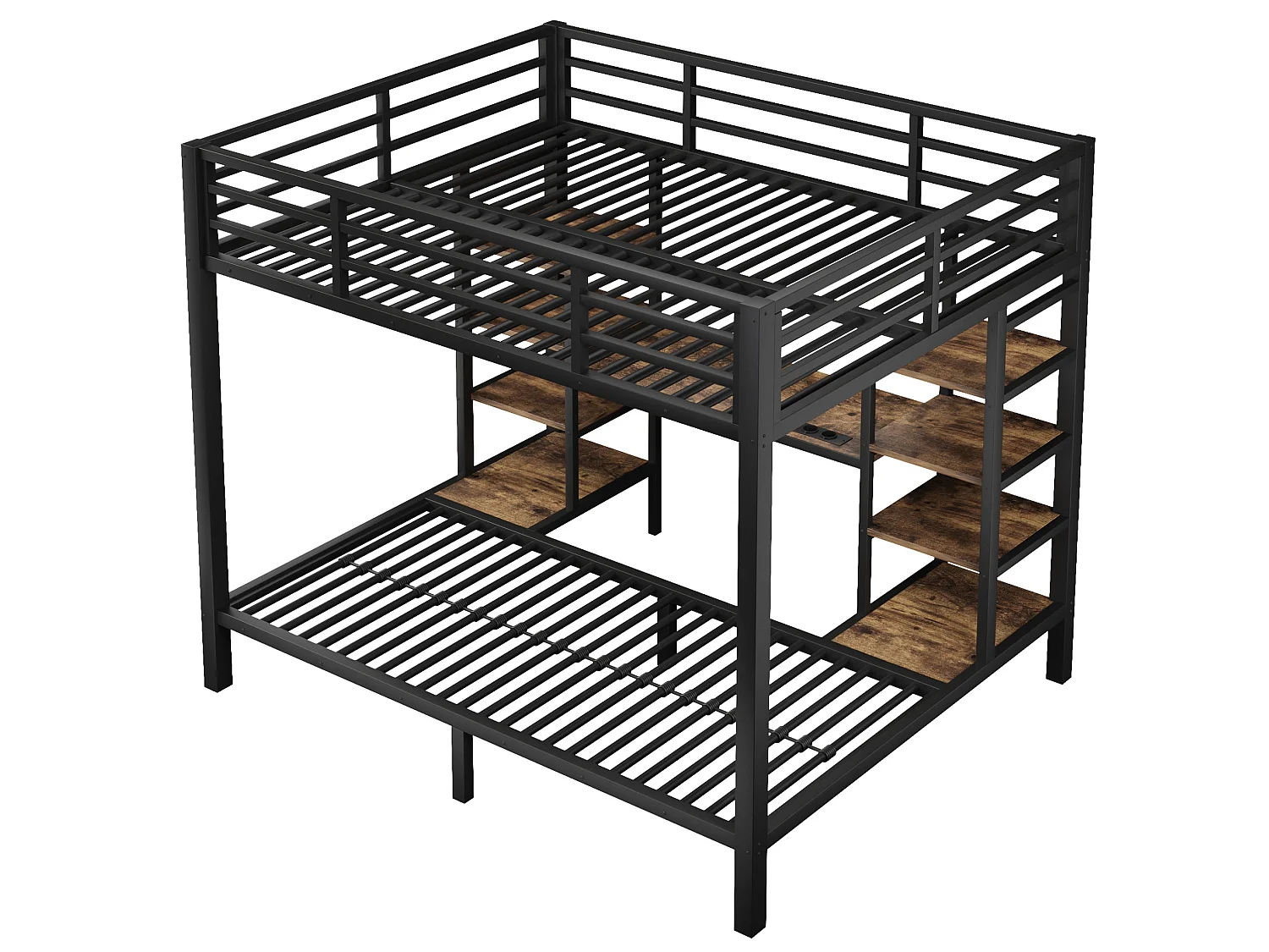 Litera 90/140x200 cm de metal y MDF negro con iluminación LED, espacio de almacenamiento y puertos USB y Type‑C, sin colchón