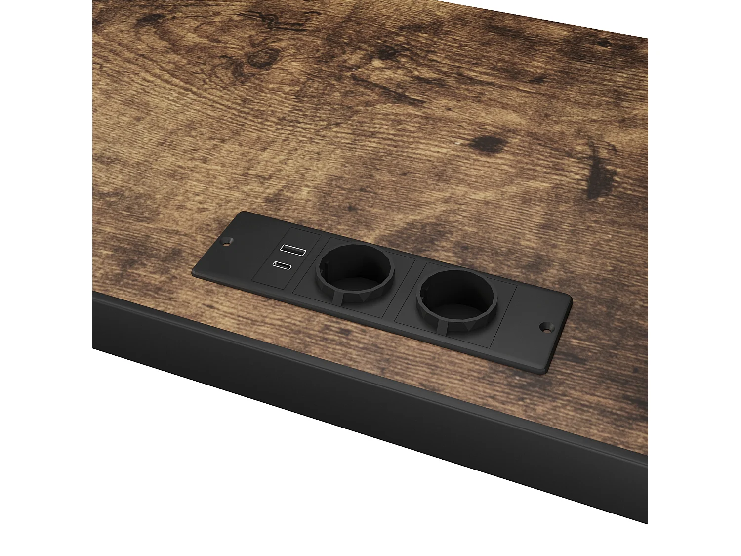 Litera 90/140x200 cm de metal y MDF negro con iluminación LED, espacio de almacenamiento y puertos USB y Type‑C, sin colchón