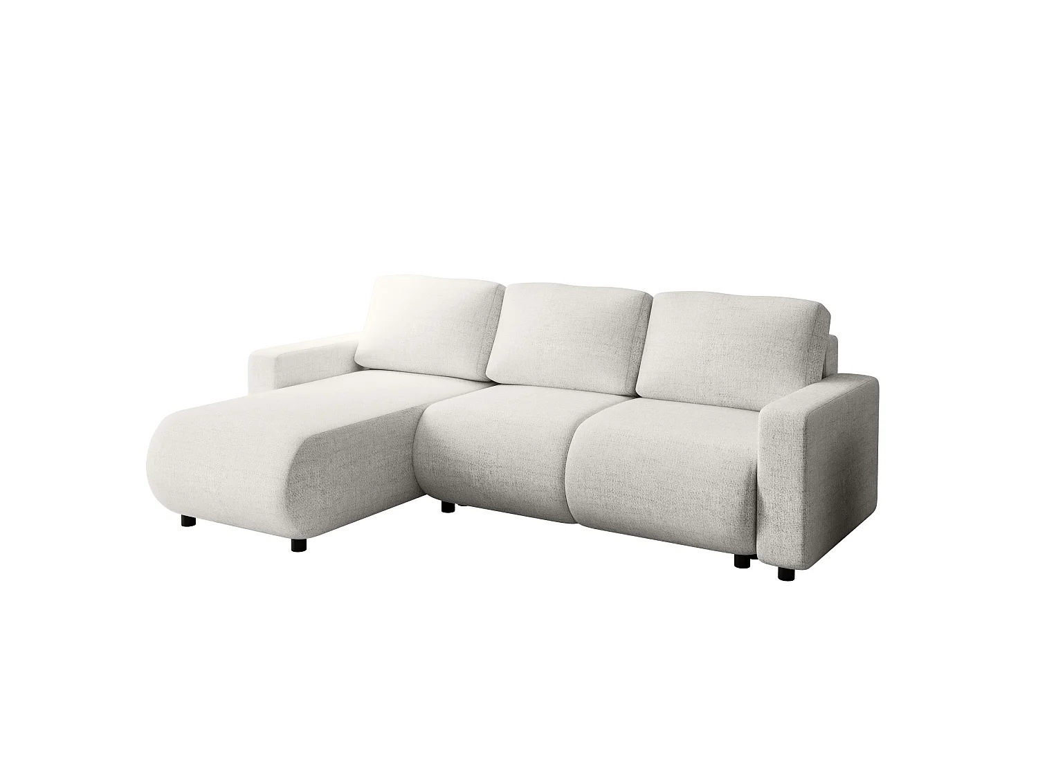 Canapé d'angle convertible avec coffre, réversible – LUMI L Blanc nacré