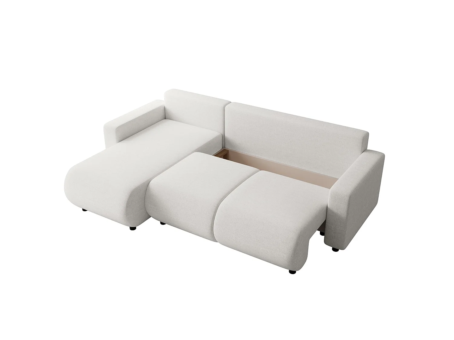 Canapé d'angle convertible avec coffre, réversible – LUMI L Blanc nacré
