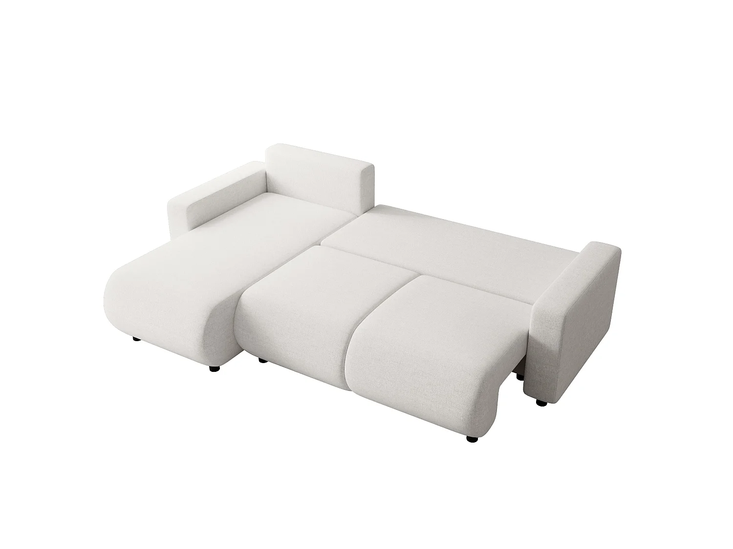Canapé d'angle convertible avec coffre, réversible – LUMI L Blanc nacré