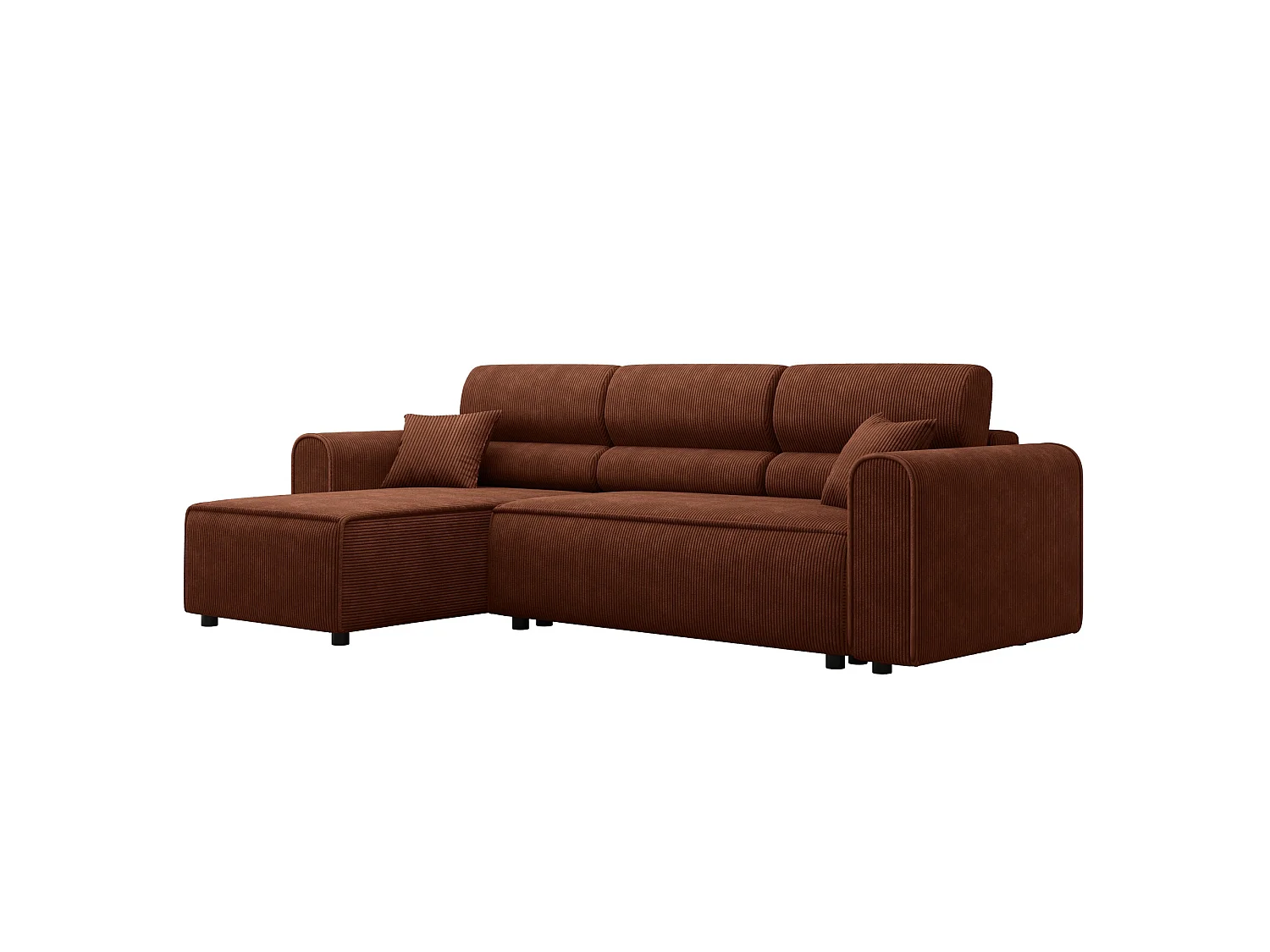 Ecksofa mit Schlaffunktion, Cord, wahlweise links oder rechts – ILIA L Braun