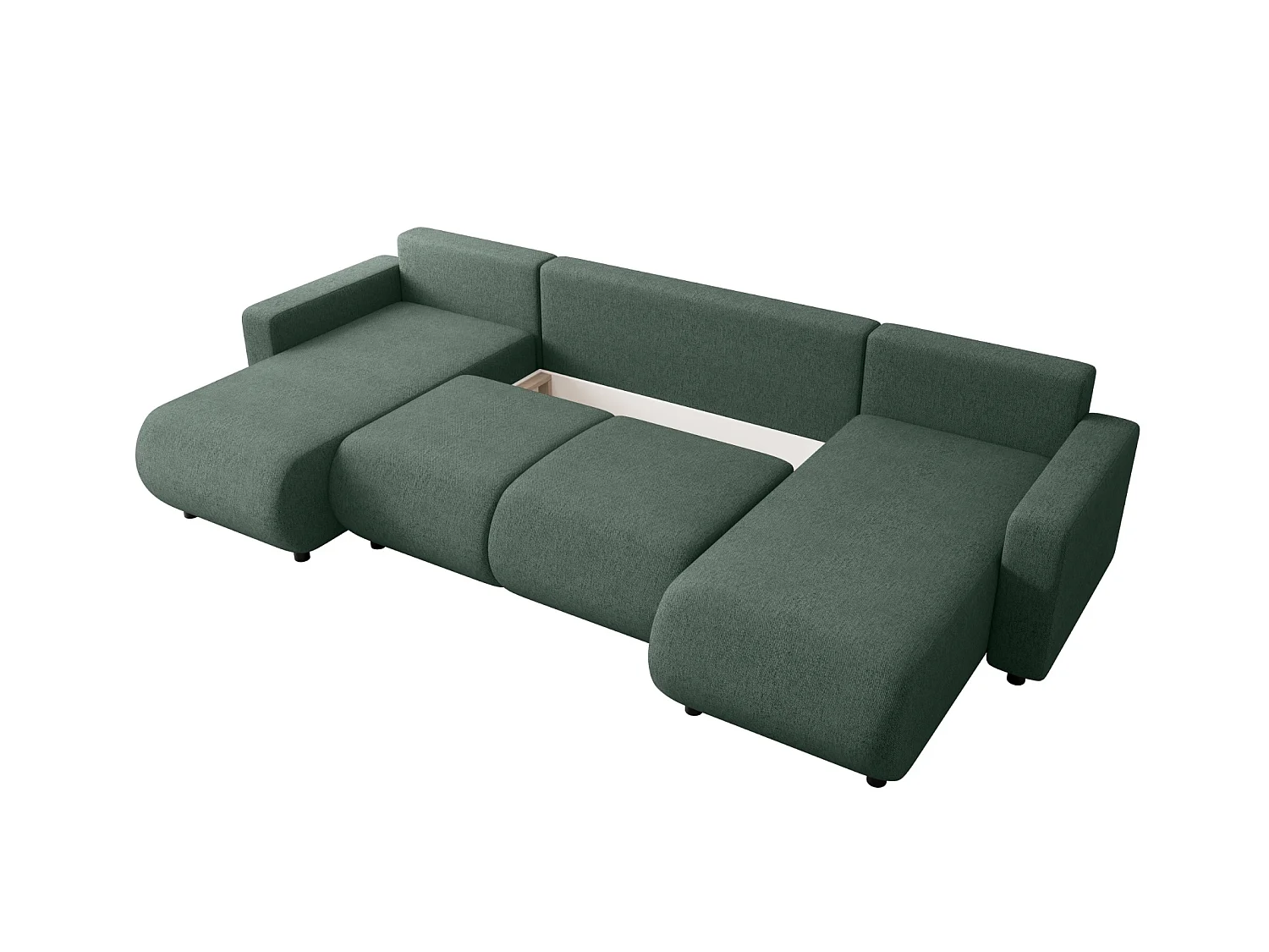 Wohnlandschaft U-Form mit Schlaffunktion – LUMI U Braunschwarz