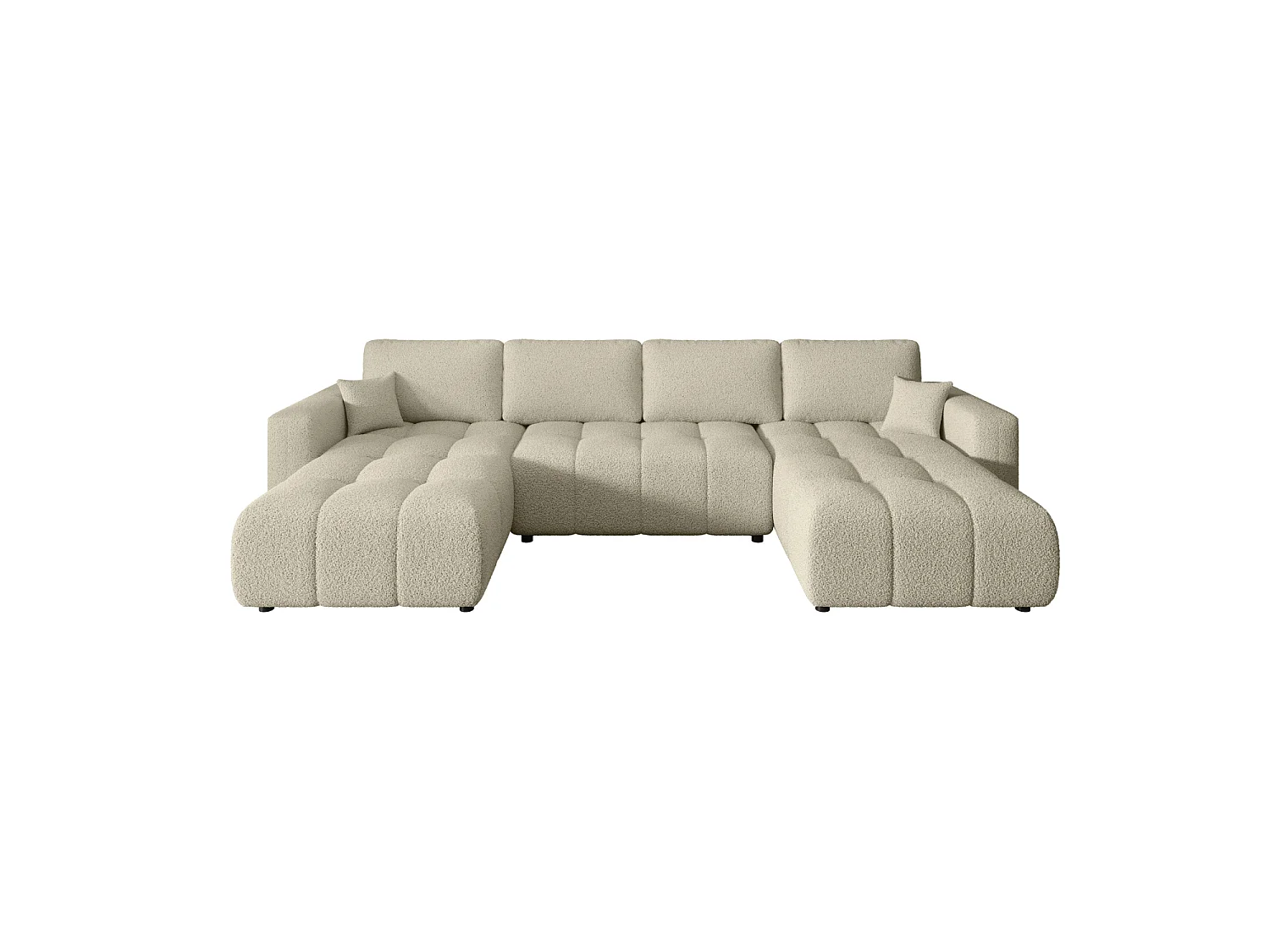 Divano letto a U con contenitore, bouclé – ARA U Talpa scuro