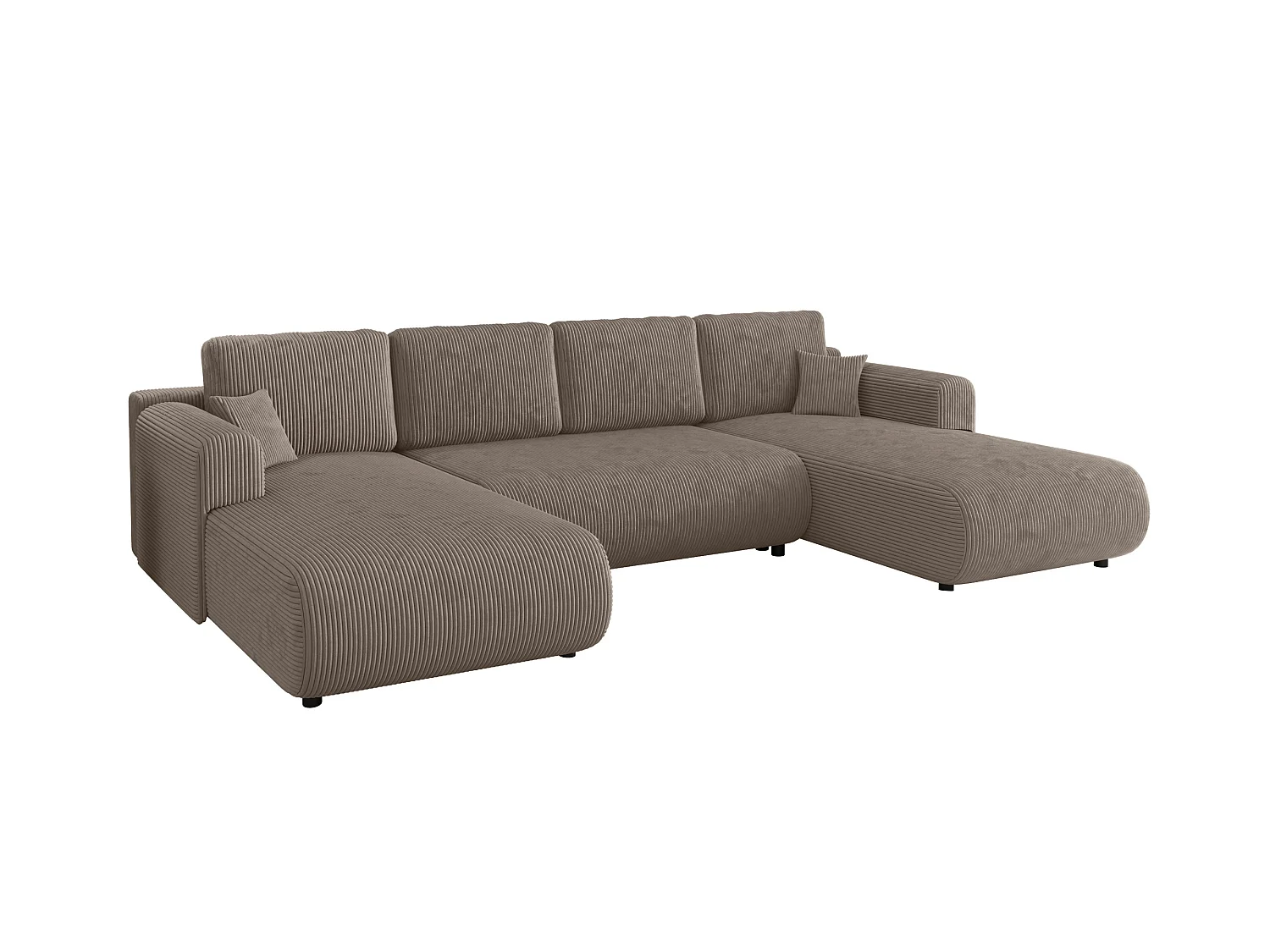U-soffa med bäddfunktion och förvaring, manchester, vändbar – ELLY U Sval gråbeige