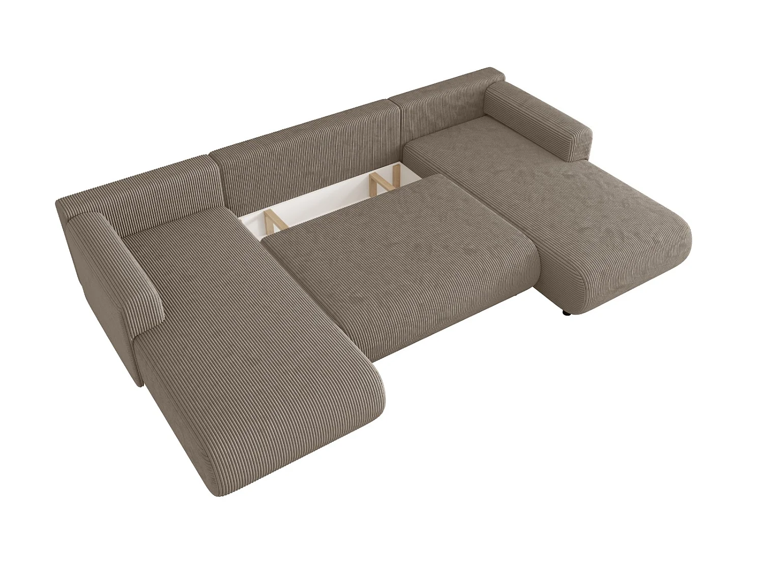 U-soffa med bäddfunktion och förvaring, manchester, vändbar – ELLY U Sval gråbeige