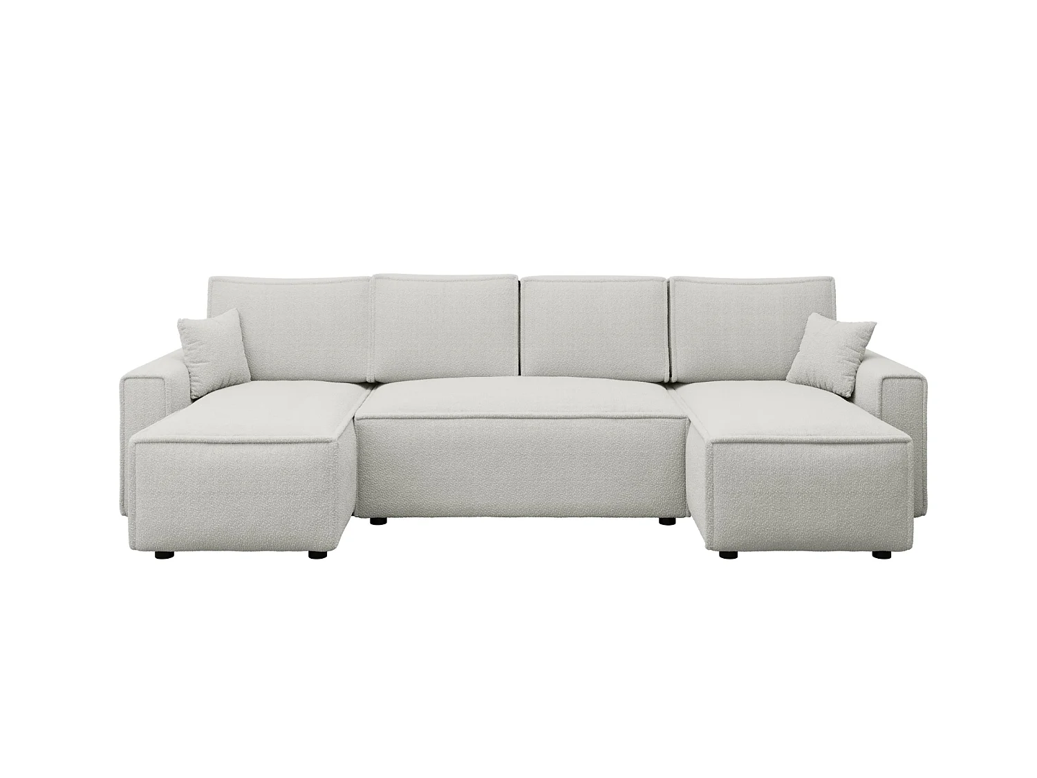 Canapé en U convertible avec coffre, bouclé – RIMI U Blanc crème