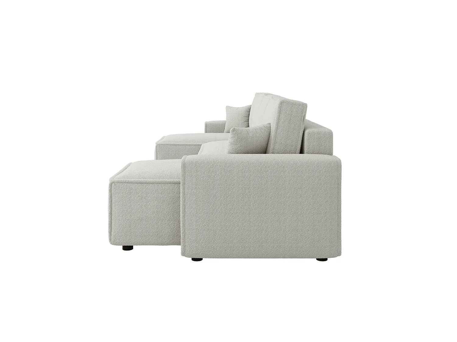 Canapé en U convertible avec coffre, bouclé – RIMI U Blanc crème