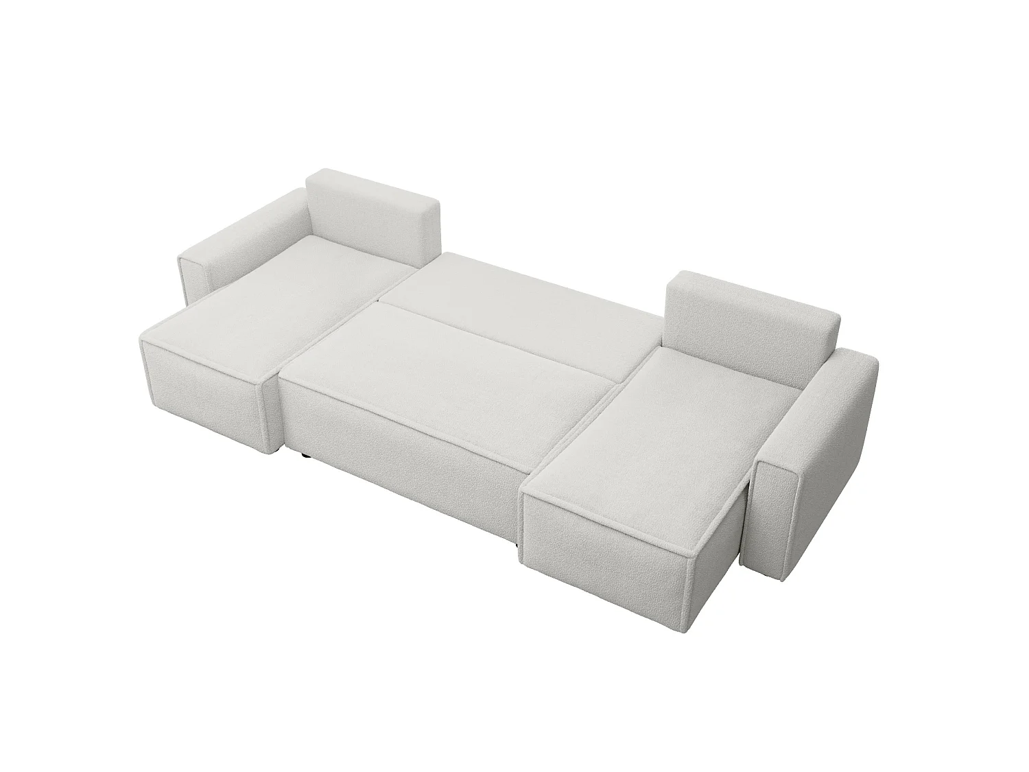 Canapé en U convertible avec coffre, bouclé – RIMI U Blanc crème