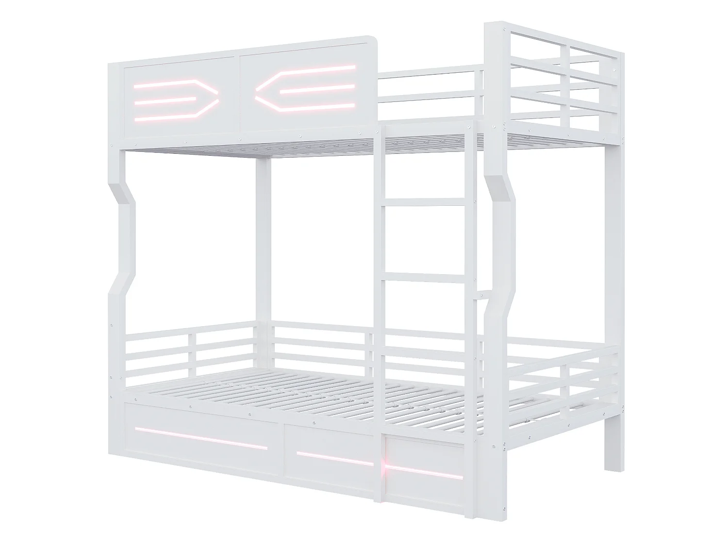 Litera 90x200 cm de metal y MDF blanco con iluminación LED, sin colchón