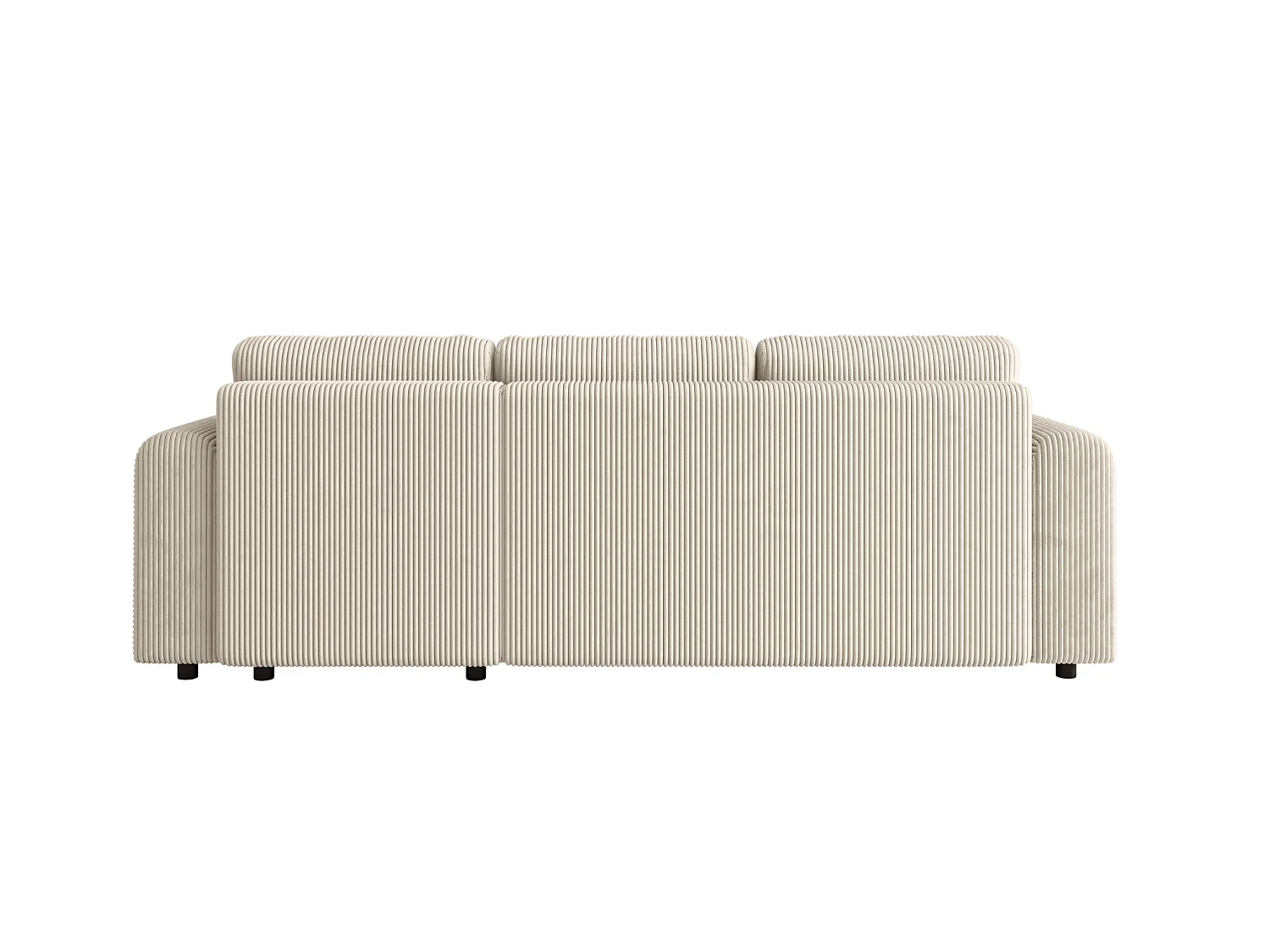 Canapé d'angle convertible avec coffre, velours côtelé, réversible – ELLY L Crème