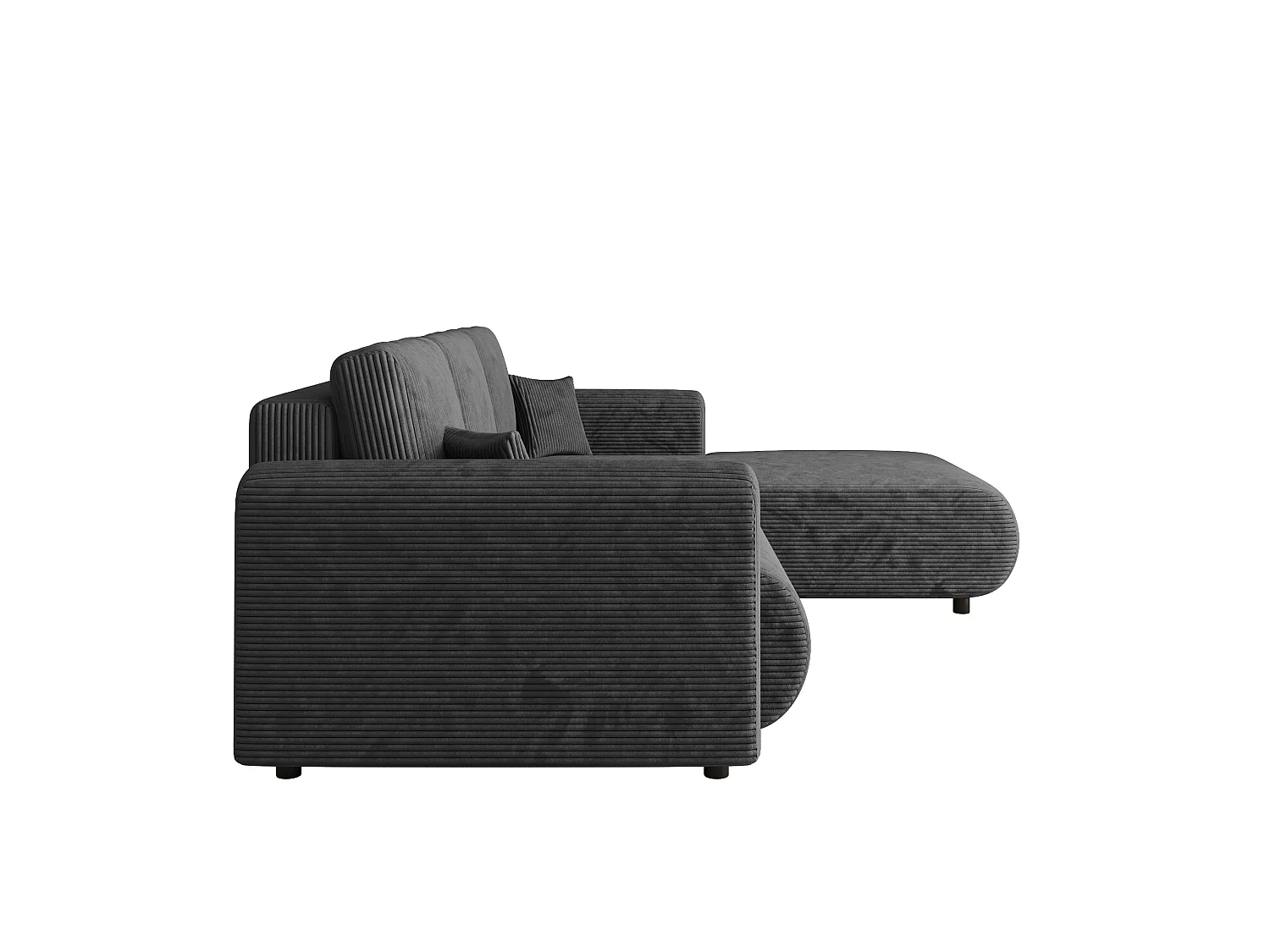 Canapé d'angle convertible avec coffre, velours côtelé, réversible – ELLY L Graphite foncé