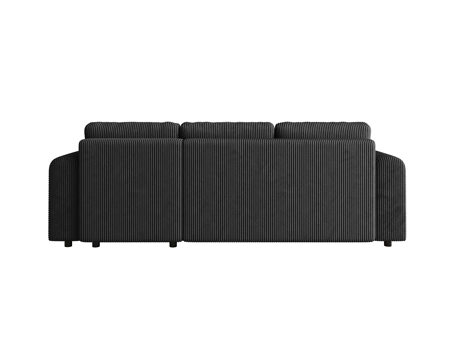 Canapé d'angle convertible avec coffre, velours côtelé, réversible – ELLY L Graphite foncé