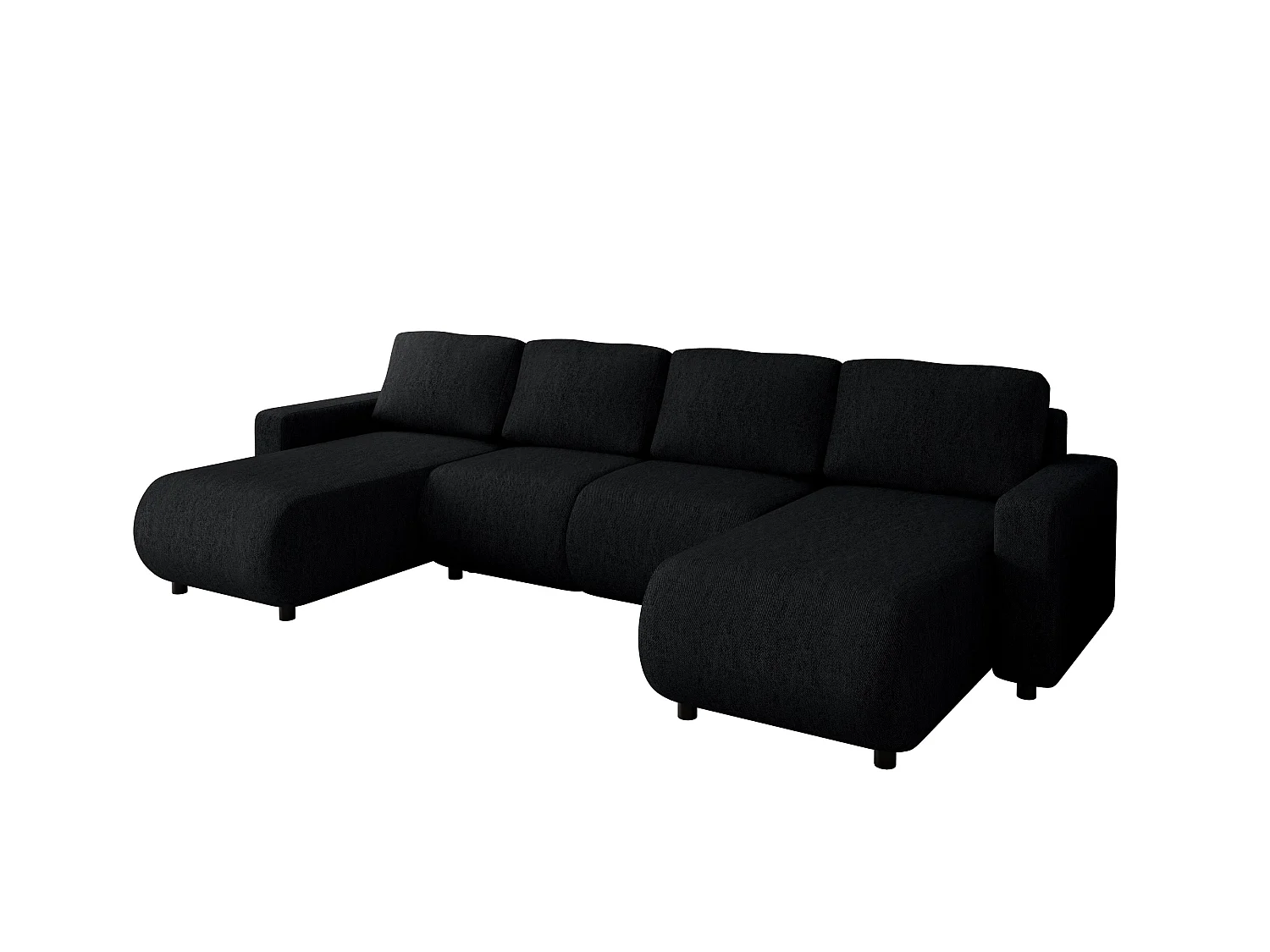 Sofá em U cama com arrumação – LUMI U Preto profundo