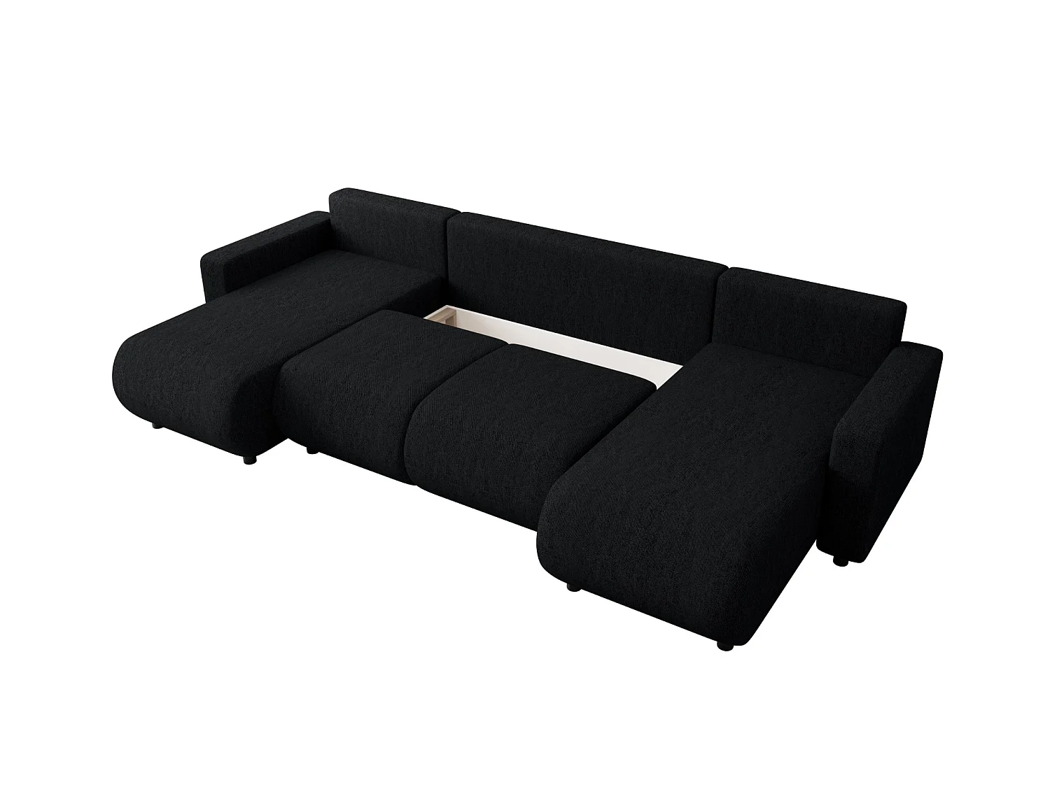Sofá em U cama com arrumação – LUMI U Preto profundo
