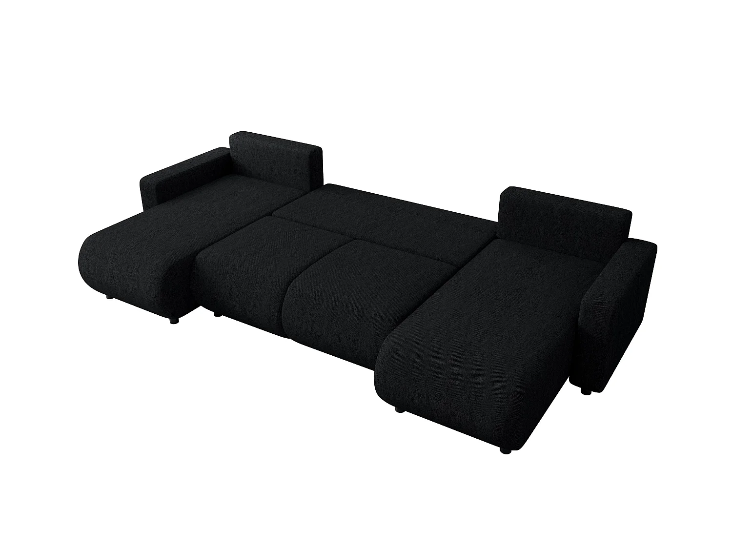 Sofá em U cama com arrumação – LUMI U Preto profundo