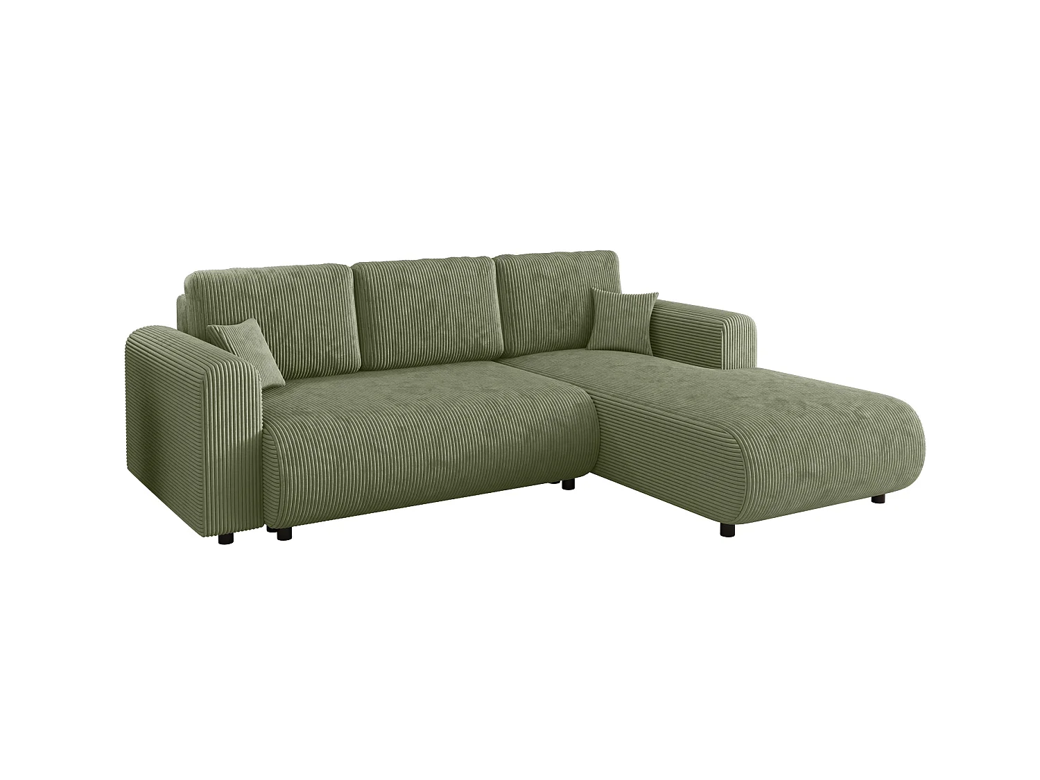 Canapé d'angle convertible avec coffre, réversible – ELLY L Vert sauge clair