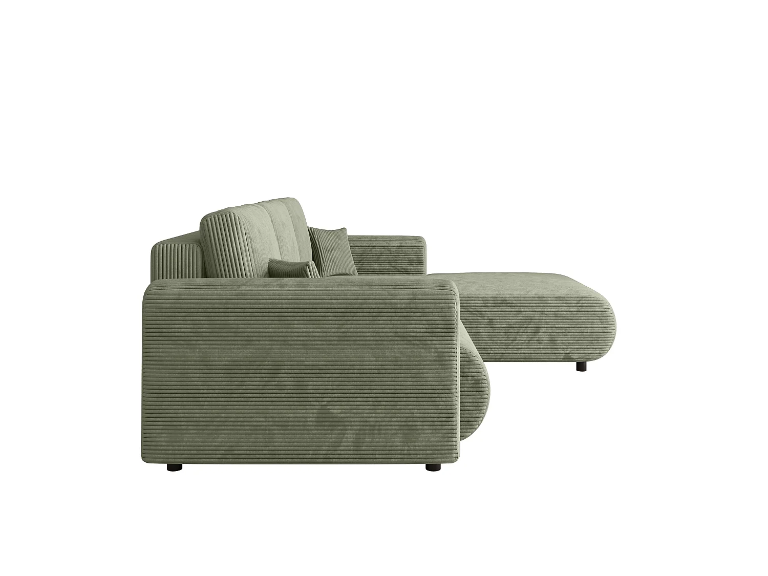 Canapé d'angle convertible avec coffre, réversible – ELLY L Vert sauge clair