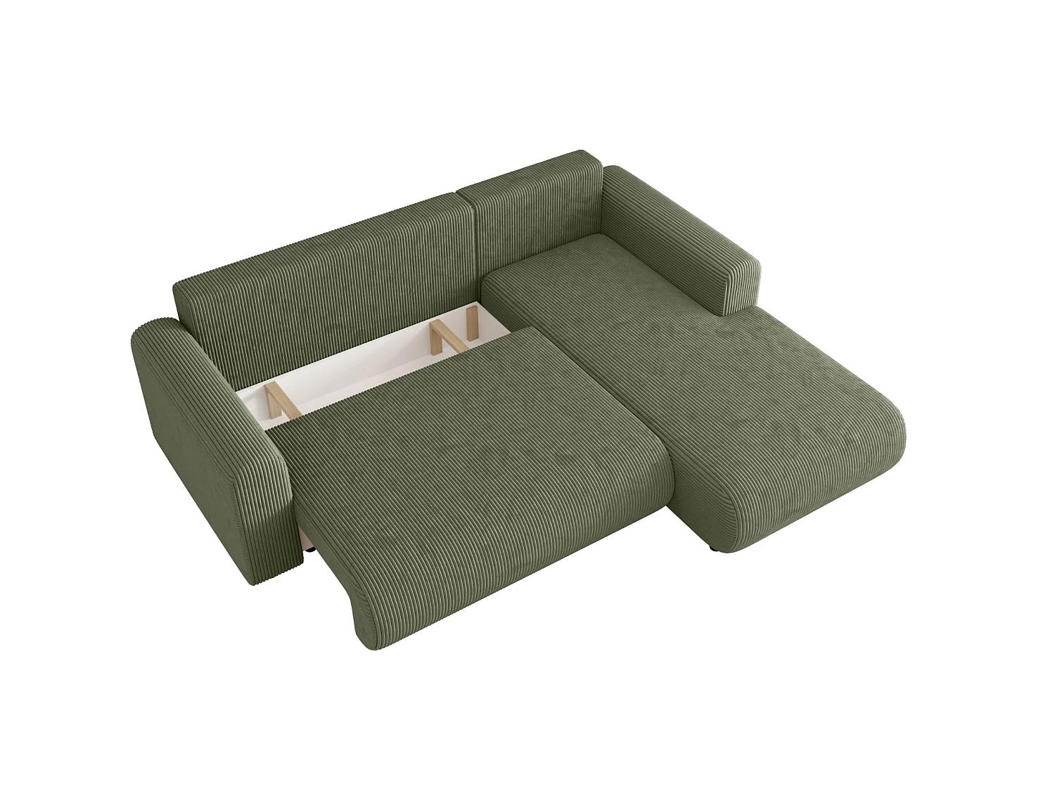 Canapé d'angle convertible avec coffre, réversible – ELLY L Vert sauge clair