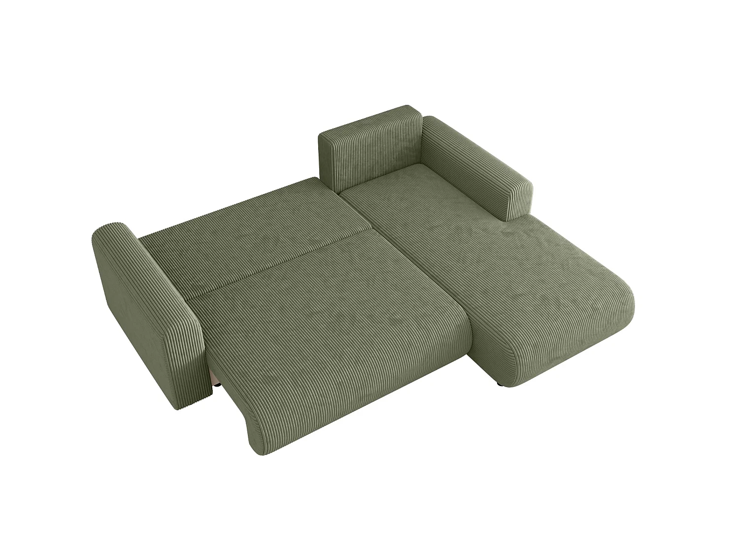 Canapé d'angle convertible avec coffre, réversible – ELLY L Vert sauge clair