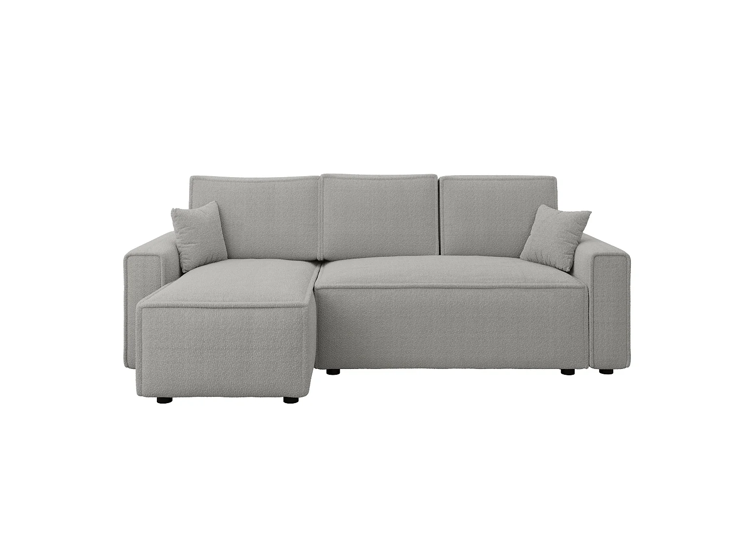 Canapé d'angle convertible avec coffre, bouclé, réversible – RIMI L Gris clair