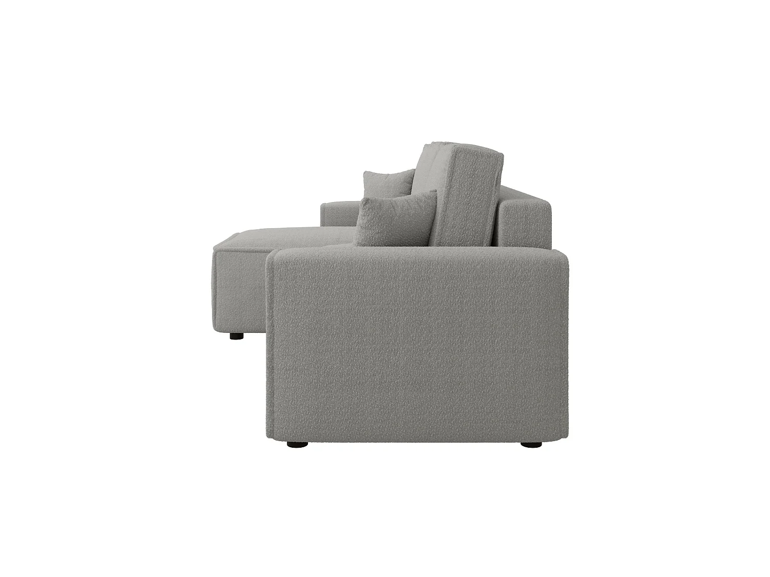 Canapé d'angle convertible avec coffre, bouclé, réversible – RIMI L Gris clair