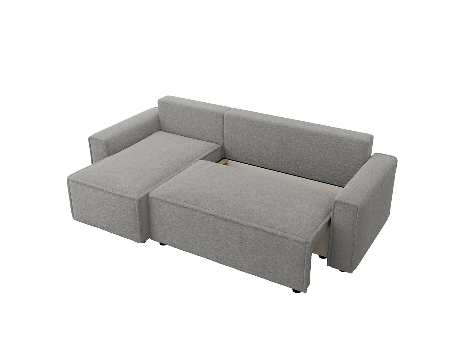 Canapé d'angle convertible avec coffre, bouclé, réversible – RIMI L Gris clair