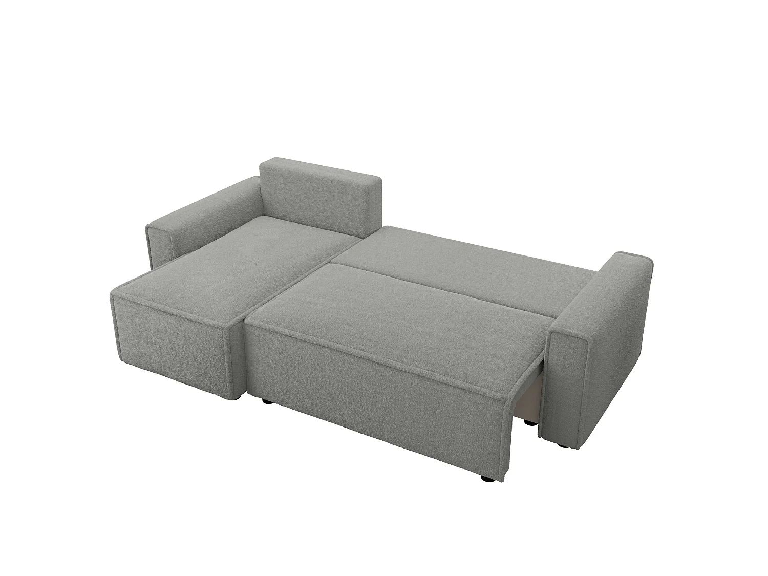 Canapé d'angle convertible avec coffre, bouclé, réversible – RIMI L Gris clair