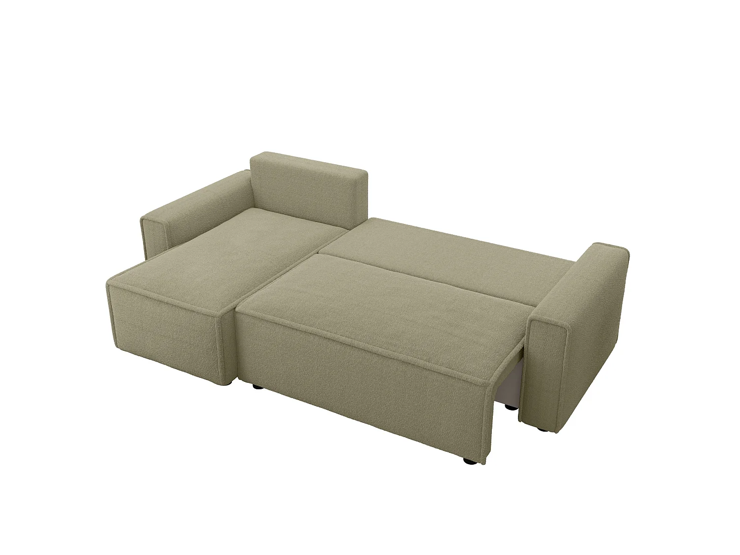 Divano letto angolare con contenitore, bouclé, reversibile – RIMI L Talpa scuro