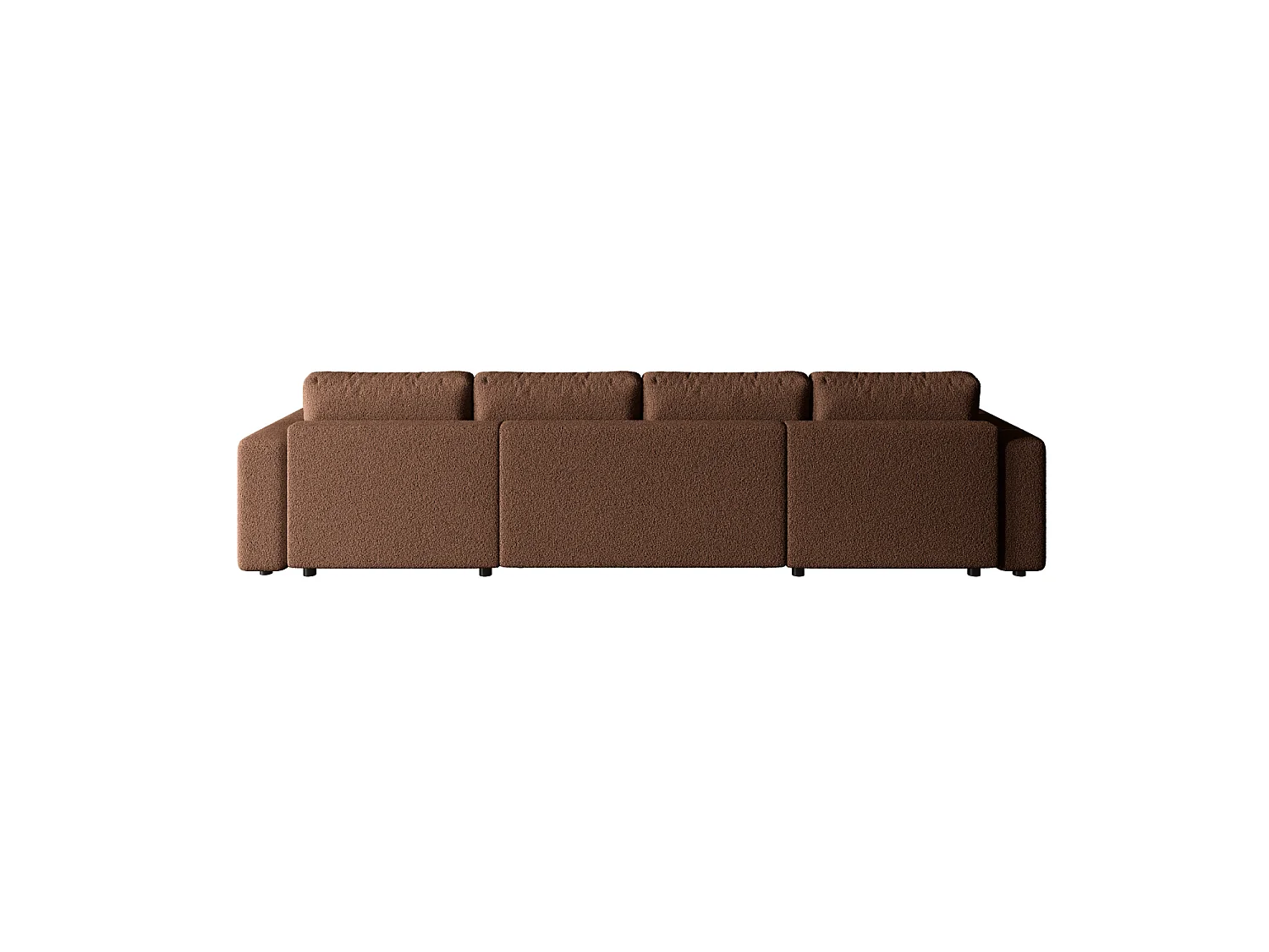 Wohnlandschaft U-Form mit Schlaffunktion, Bouclé – ARA U Rotbraun