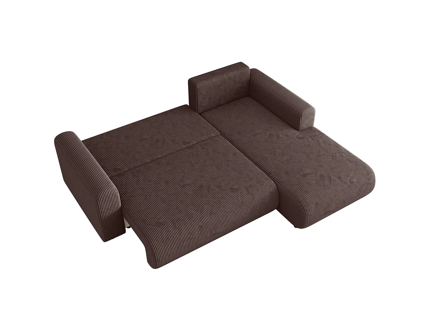 Sofá de canto cama com arrumação, reversível – ELLY L Castanho-cinza escuro