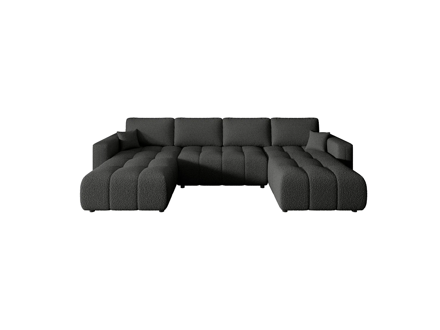 Canapé en U convertible avec coffre, bouclé – ARA U Gris foncé