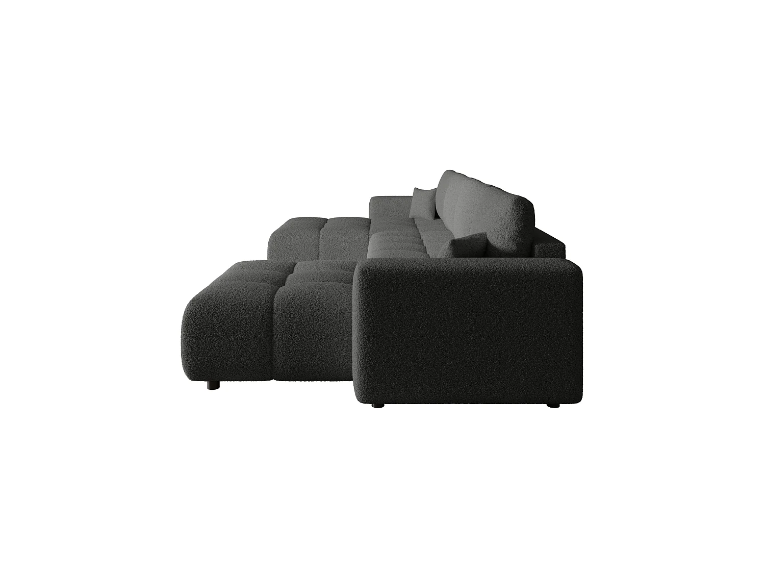 Canapé en U convertible avec coffre, bouclé – ARA U Gris foncé