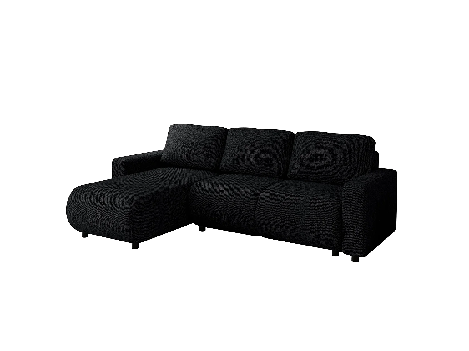 Divano letto angolare con contenitore, reversibile – LUMI L Nero intenso