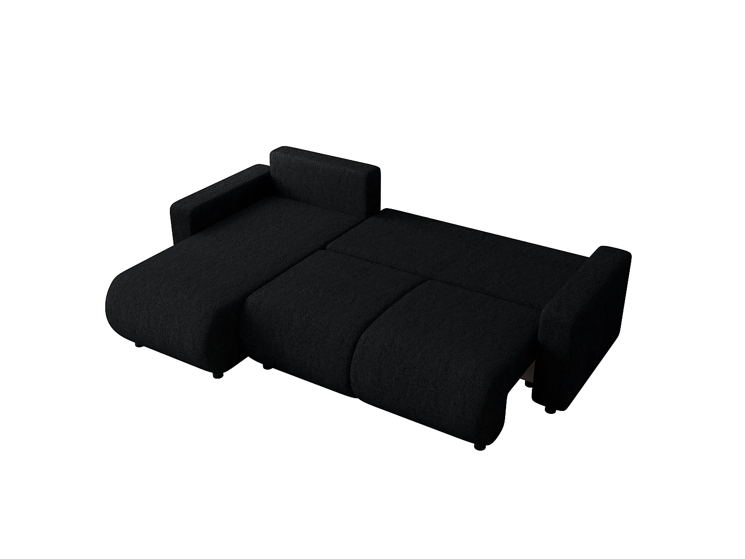 Divano letto angolare con contenitore, reversibile – LUMI L Nero intenso