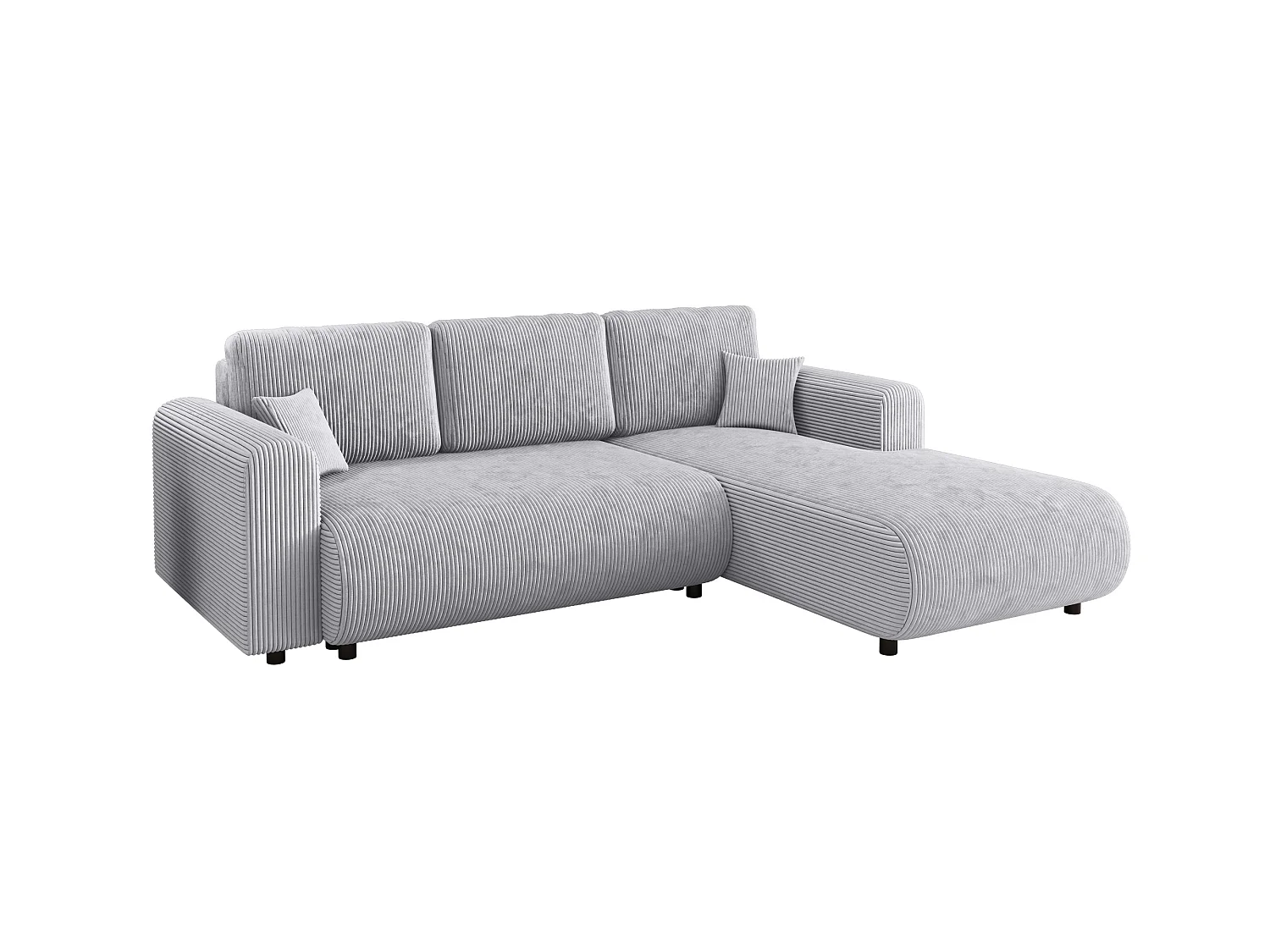 Canapé d'angle convertible avec coffre, réversible – ELLY L Gris argenté clair