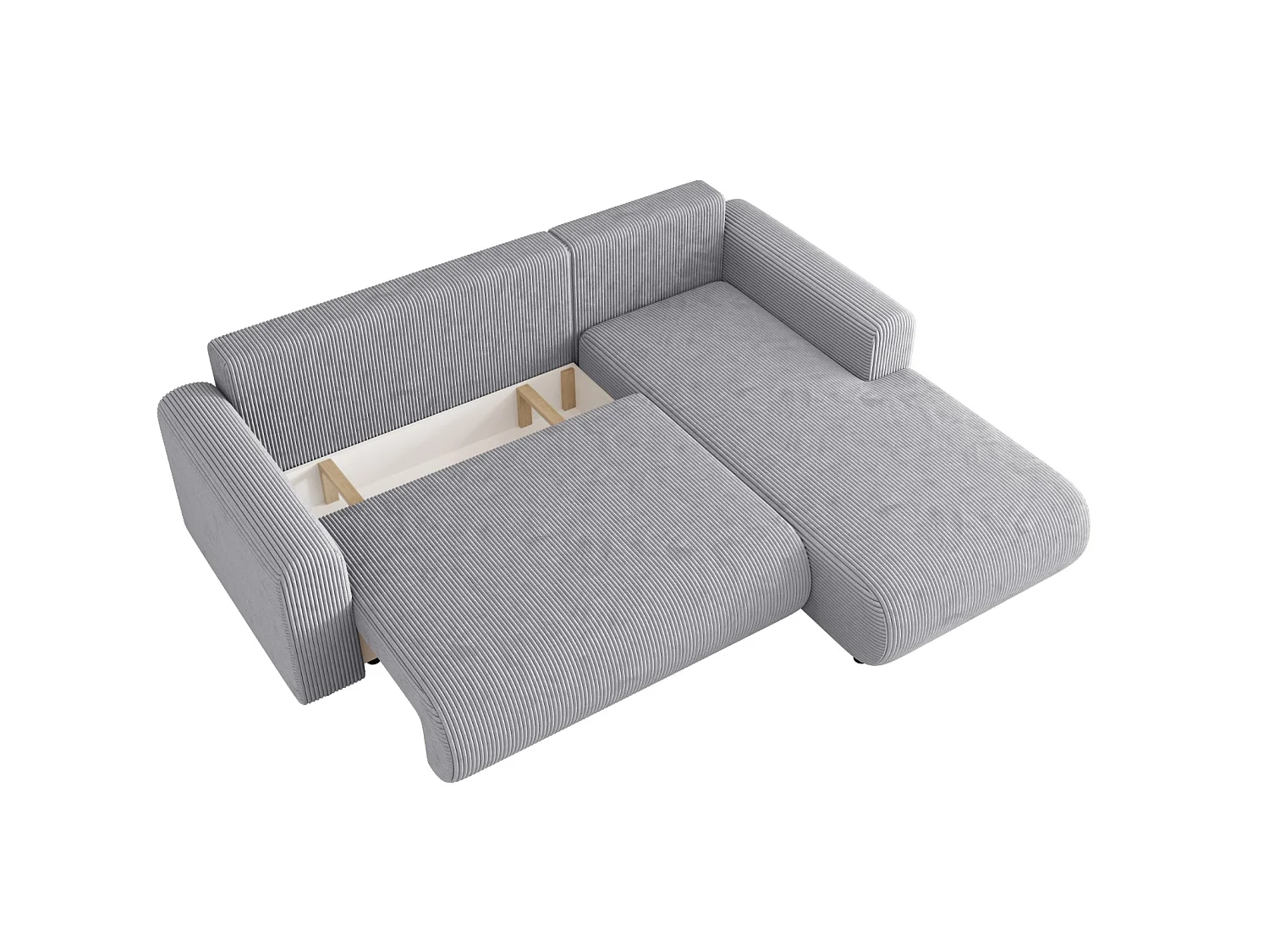 Canapé d'angle convertible avec coffre, réversible – ELLY L Gris argenté clair