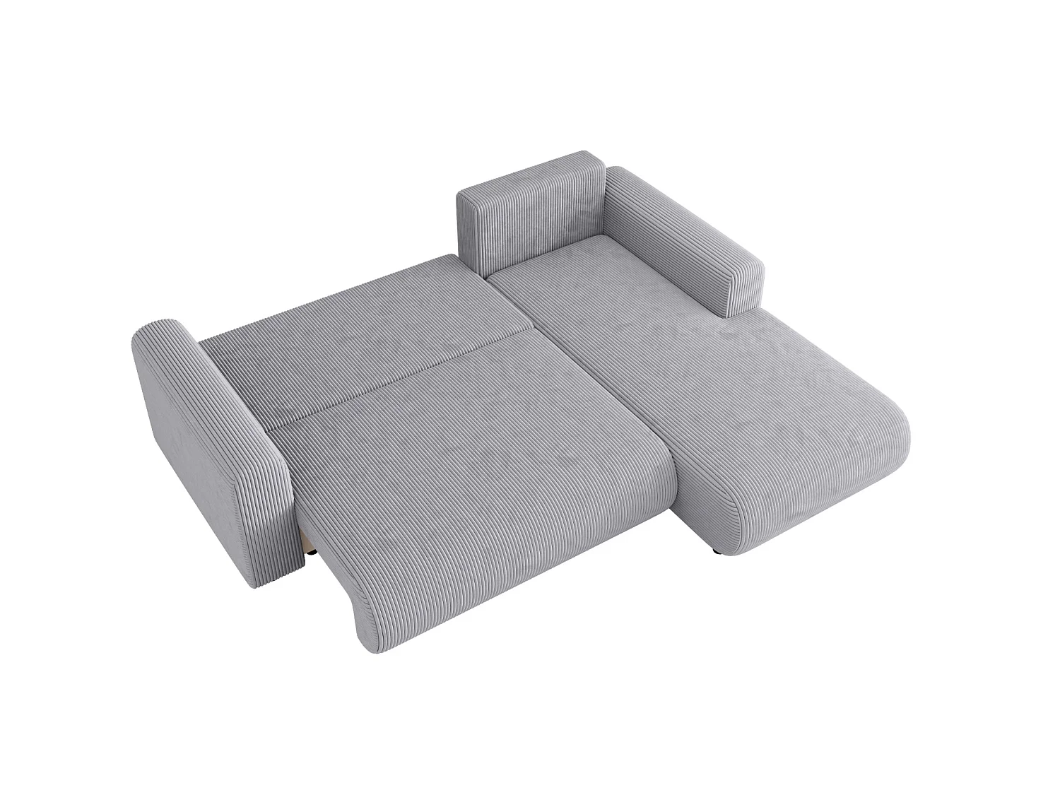Canapé d'angle convertible avec coffre, réversible – ELLY L Gris argenté clair
