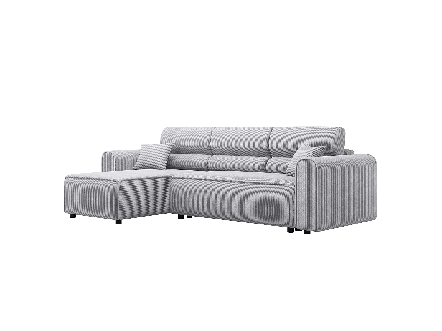Canapé d'angle convertible avec coffre, réversible – ILIA L Gris argenté clair