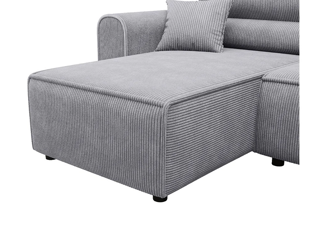 Canapé d'angle convertible avec coffre, réversible – ILIA L Gris argenté clair