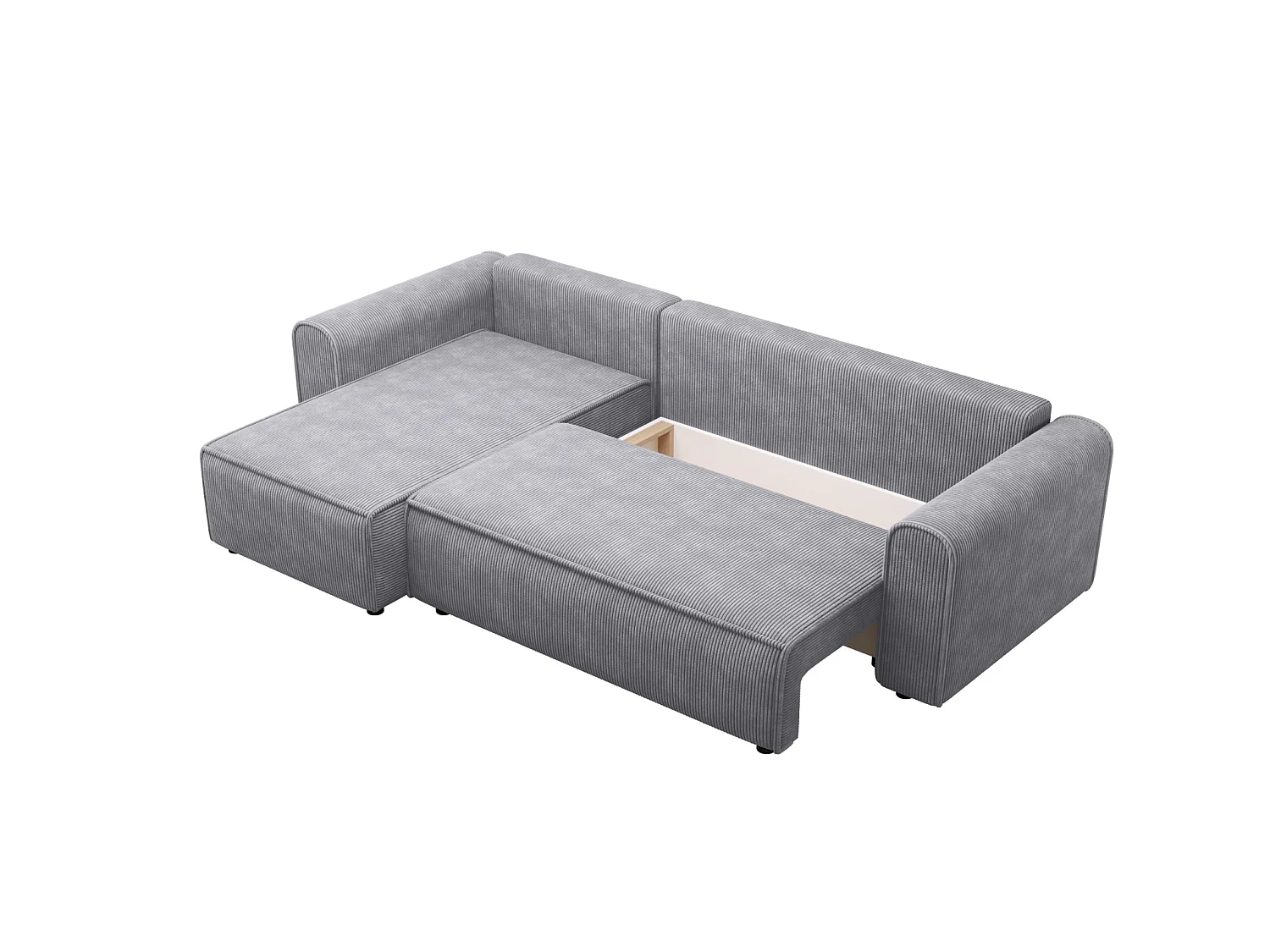 Canapé d'angle convertible avec coffre, réversible – ILIA L Gris argenté clair
